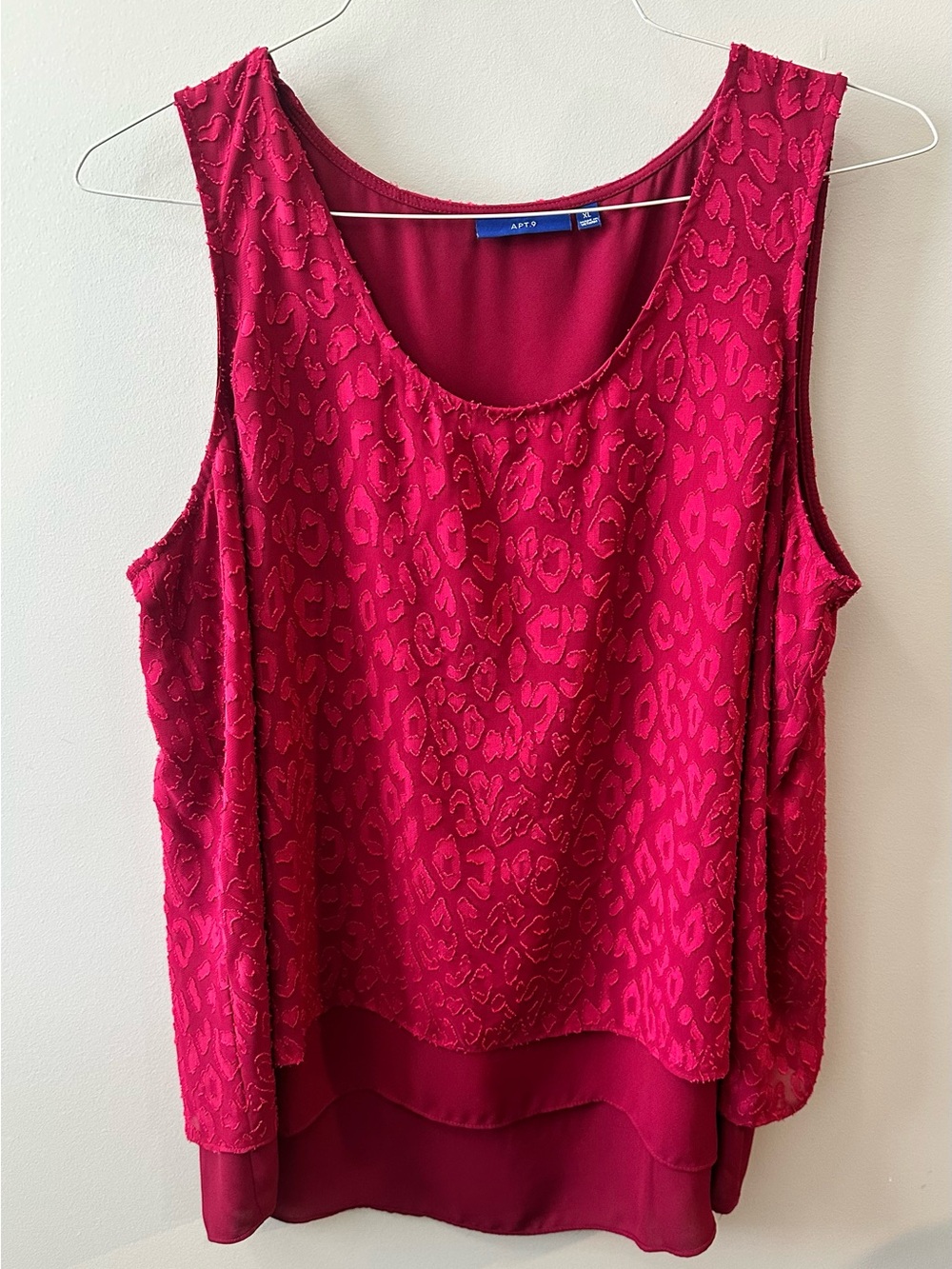 Apt. 9 Fuchsia Sleeveless Animal Print Textured Layered Tank Top